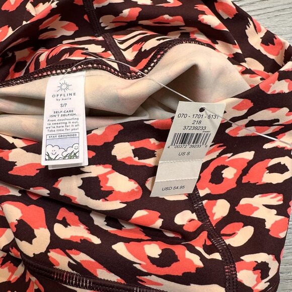 Offline By Aerie Goals 7/8 Leggings Womens Size Small Leopard Hi Rise - Picture 6 of 7